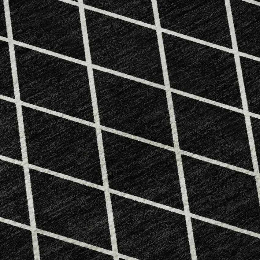 Black And Ivory Geometric Washable Area Rug With UV Protection Photo 9