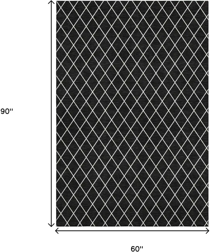 Black And Ivory Geometric Washable Area Rug With UV Protection Photo 9