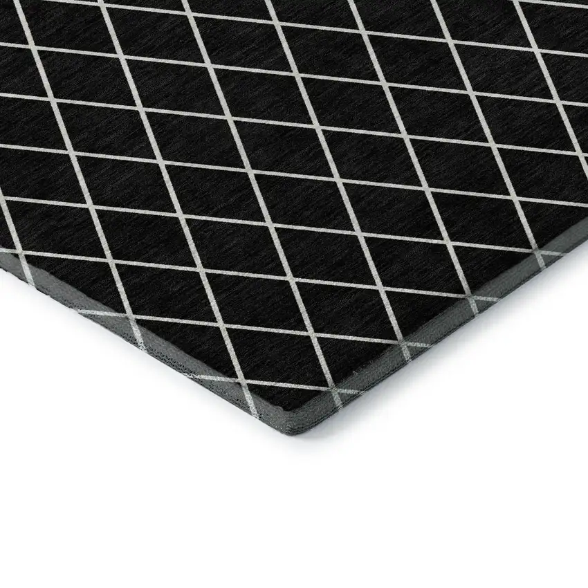 Black And Ivory Geometric Washable Area Rug With UV Protection Photo 7