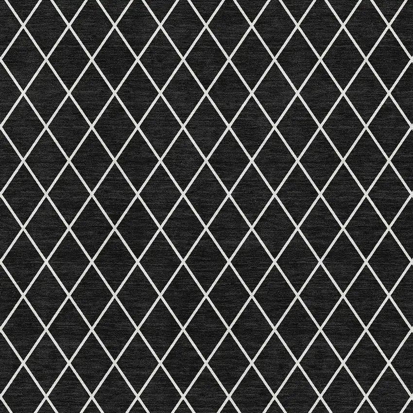 Black And Ivory Geometric Washable Area Rug With UV Protection Photo 2