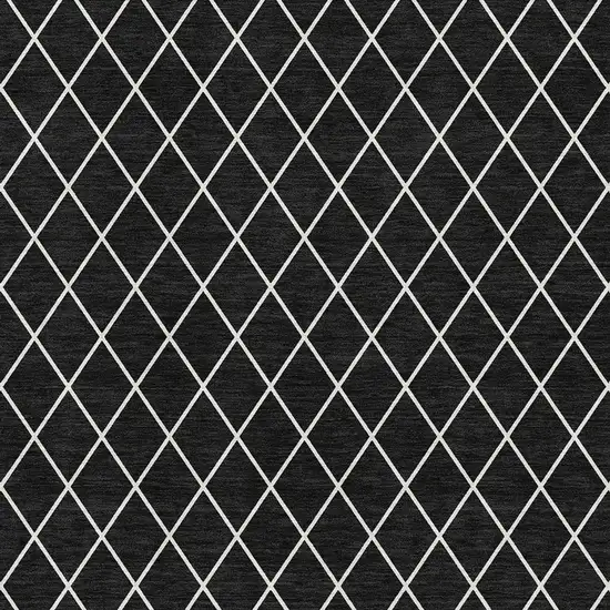 Black And Ivory Geometric Washable Area Rug With UV Protection Photo 2