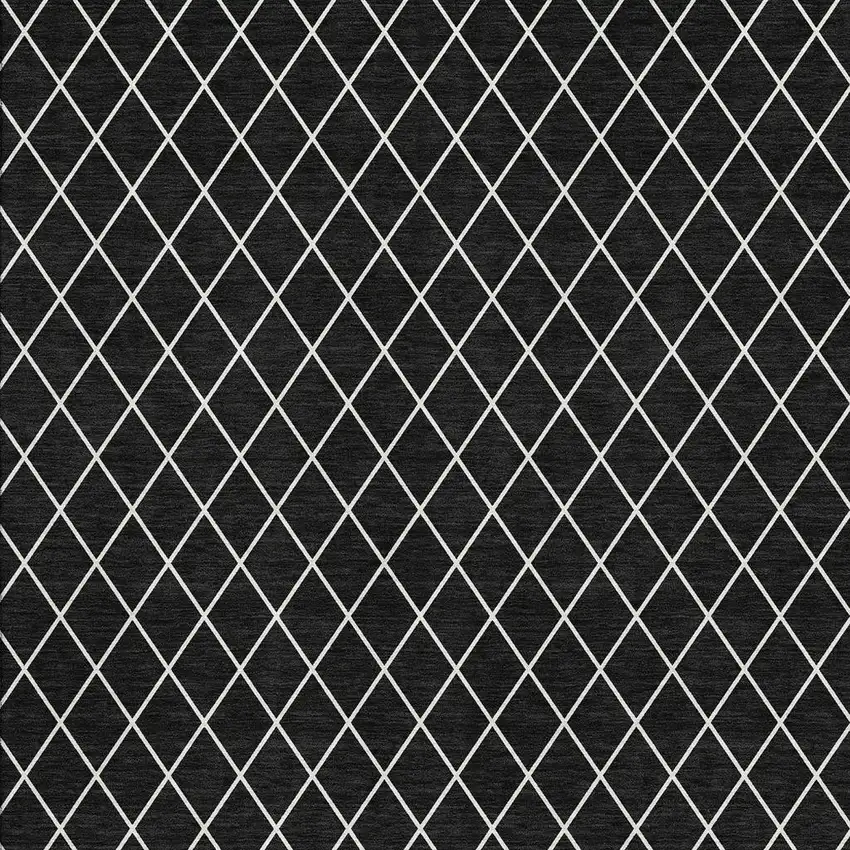Black And Ivory Geometric Washable Area Rug With UV Protection Photo 2