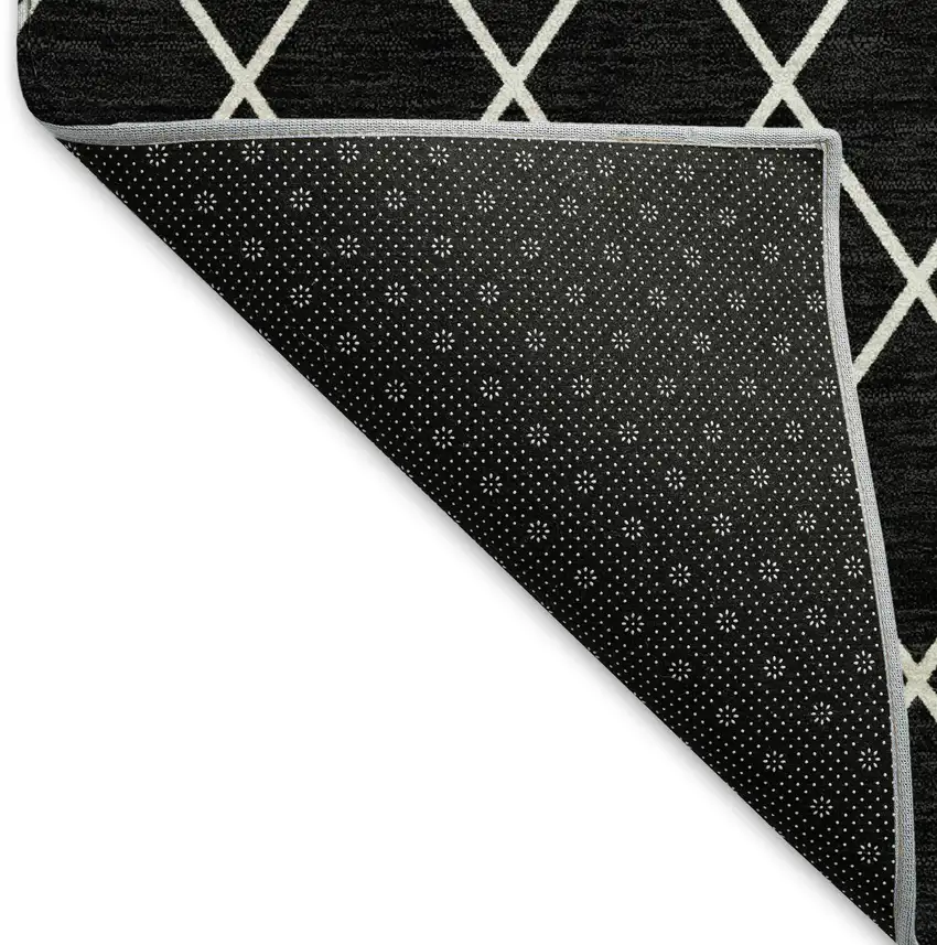 Black And Ivory Geometric Washable Area Rug With UV Protection Photo 6