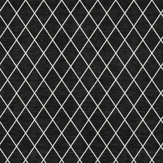 Black And Ivory Geometric Washable Area Rug With UV Protection Photo 2