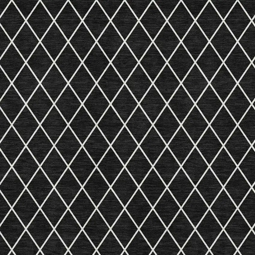 Black And Ivory Geometric Washable Area Rug With UV Protection Photo 2