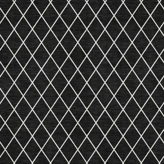 Black And Ivory Geometric Washable Area Rug With UV Protection Photo 2