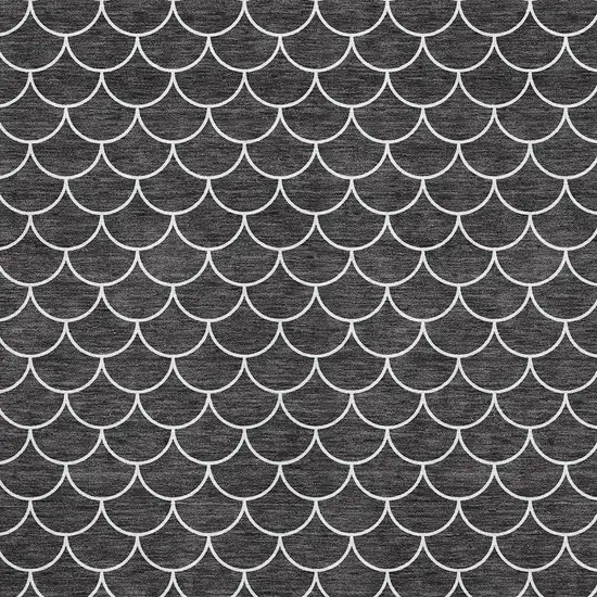 Black And Ivory Geometric Washable Area Rug With UV Protection Photo 2