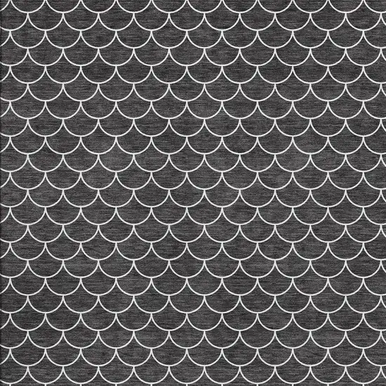 Black And Ivory Geometric Washable Area Rug With UV Protection Photo 3