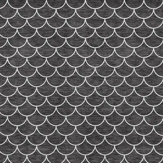 Black And Ivory Geometric Washable Area Rug With UV Protection Photo 2