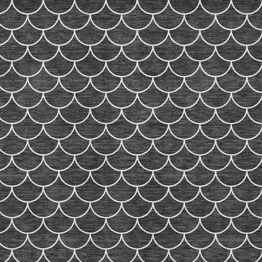 Black And Ivory Geometric Washable Area Rug With UV Protection Photo 2