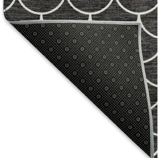 Black And Ivory Geometric Washable Area Rug With UV Protection Photo 6