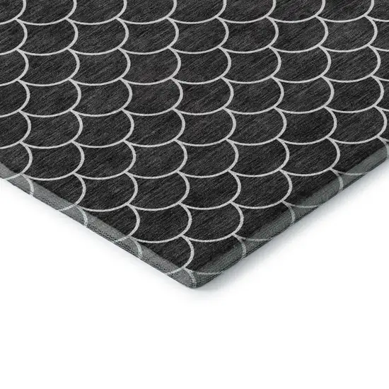 Black And Ivory Geometric Washable Area Rug With UV Protection Photo 7