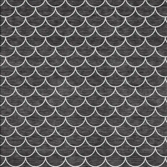 Black And Ivory Geometric Washable Area Rug With UV Protection Photo 2