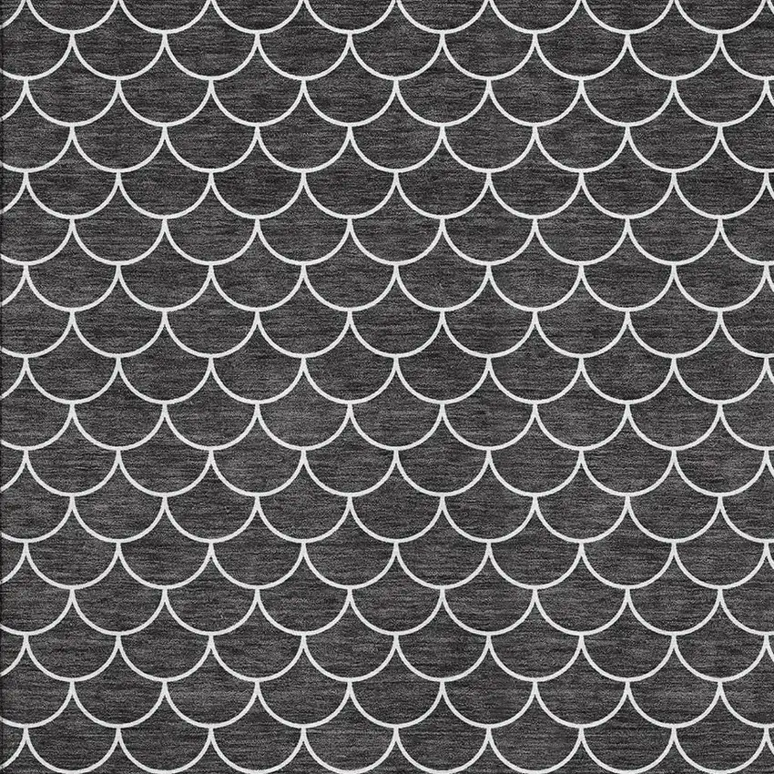 Black And Ivory Geometric Washable Area Rug With UV Protection Photo 2