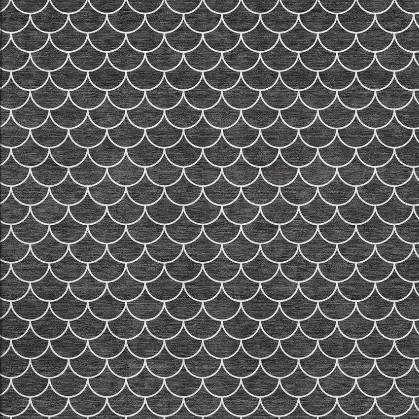 Black And Ivory Geometric Washable Area Rug With UV Protection Photo 3