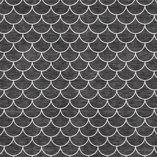 Black And Ivory Geometric Washable Area Rug With UV Protection Photo 2