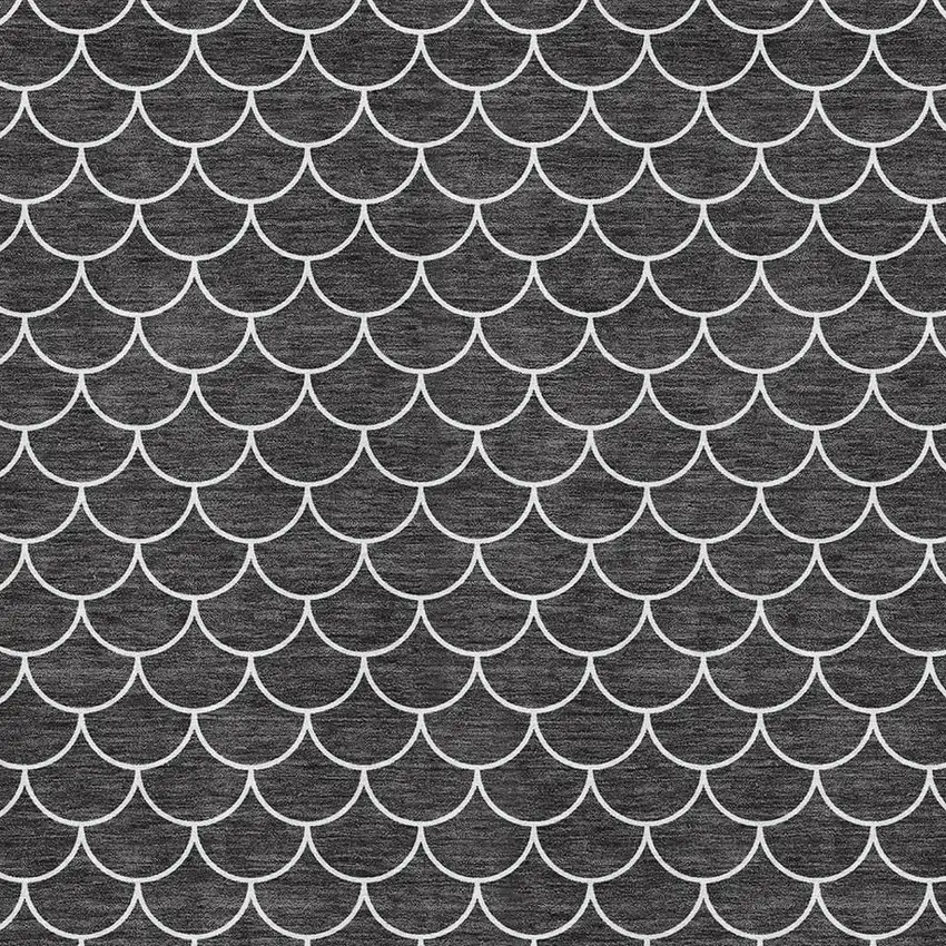 Black And Ivory Geometric Washable Area Rug With UV Protection Photo 2