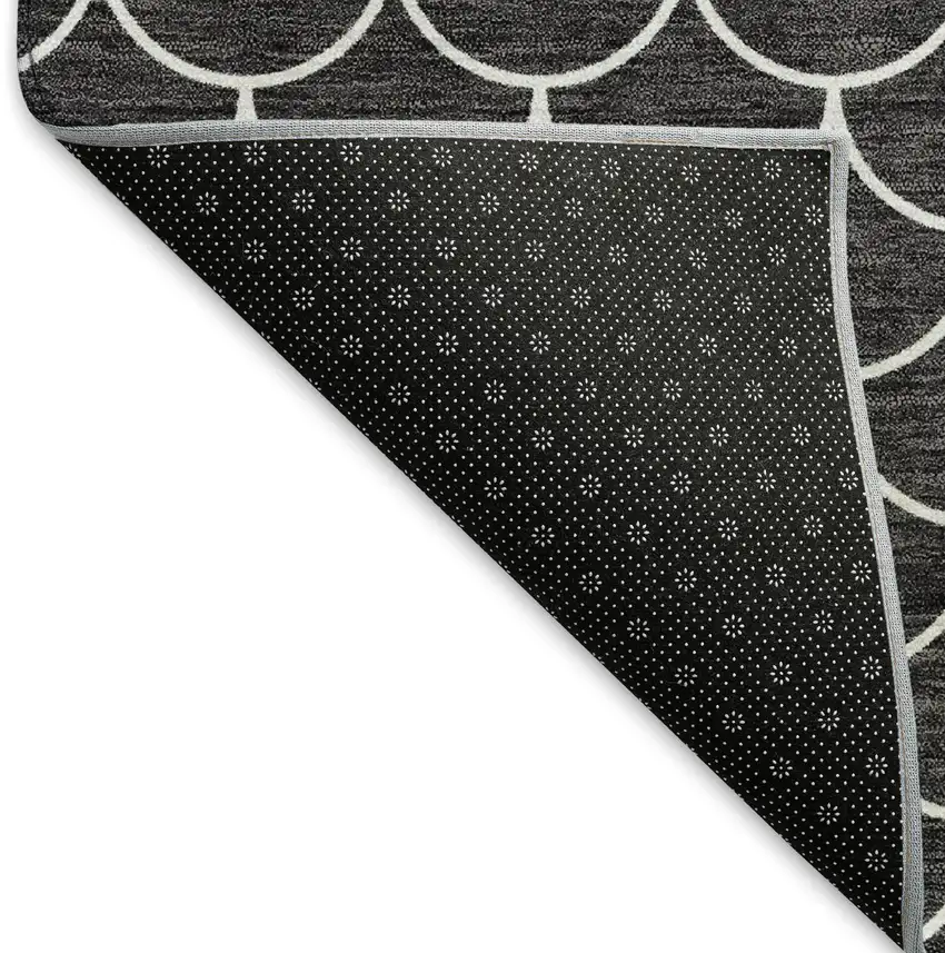 Black And Ivory Geometric Washable Area Rug With UV Protection Photo 6