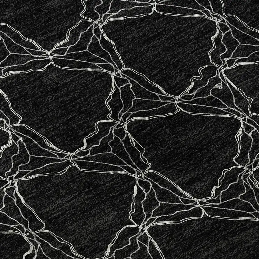 Black And Ivory Geometric Washable Area Rug With UV Protection Photo 9