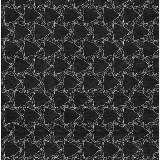 Black And Ivory Geometric Washable Area Rug With UV Protection Photo 3