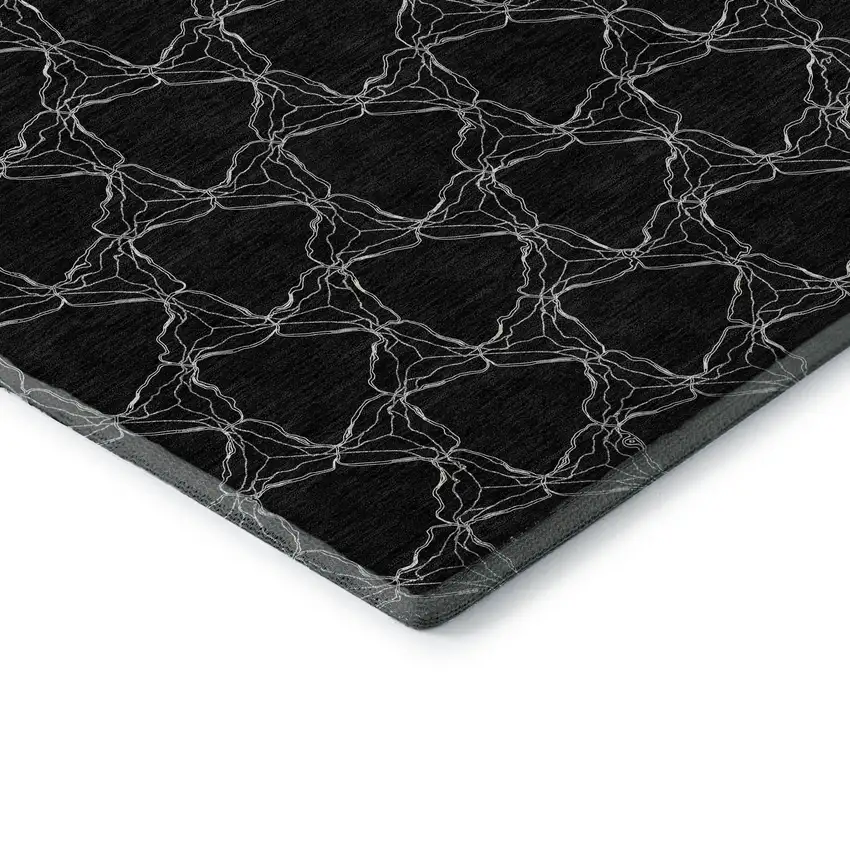 Black And Ivory Geometric Washable Area Rug With UV Protection Photo 7