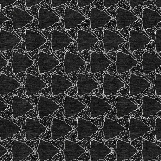 Black And Ivory Geometric Washable Area Rug With UV Protection Photo 2