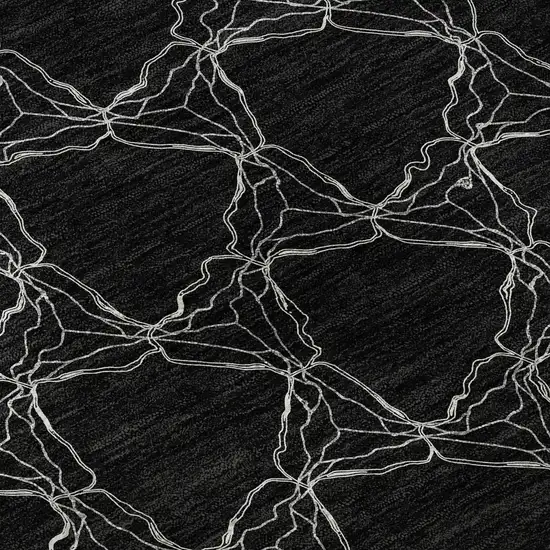 Black And Ivory Geometric Washable Area Rug With UV Protection Photo 9