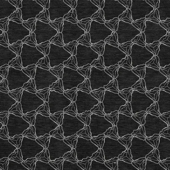 Black And Ivory Geometric Washable Area Rug With UV Protection Photo 2