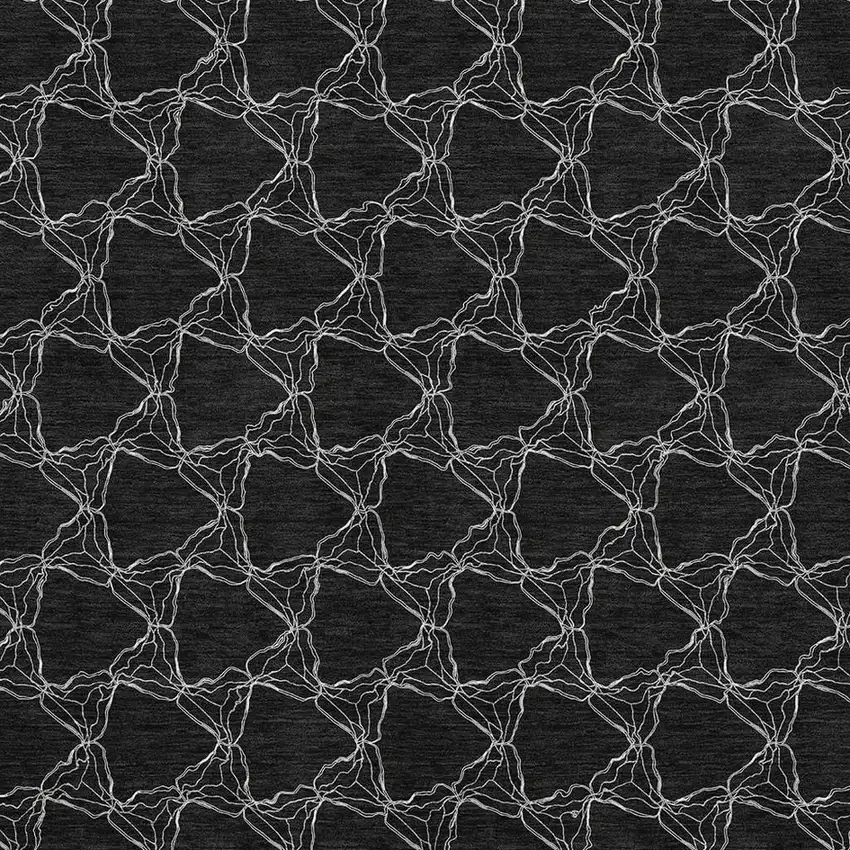 Black And Ivory Geometric Washable Area Rug With UV Protection Photo 2