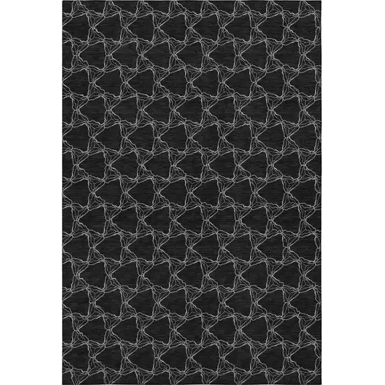 Black And Ivory Geometric Washable Area Rug With UV Protection Photo 3