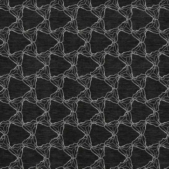 Black And Ivory Geometric Washable Area Rug With UV Protection Photo 2