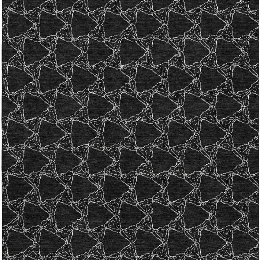 Black And Ivory Geometric Washable Area Rug With UV Protection Photo 3