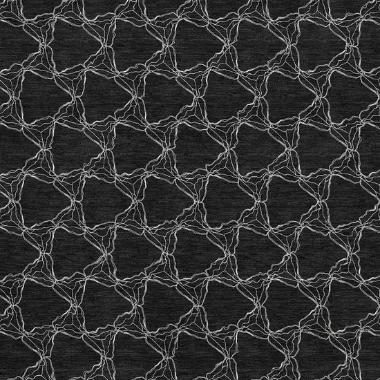 Black And Ivory Geometric Washable Area Rug With UV Protection Photo 2