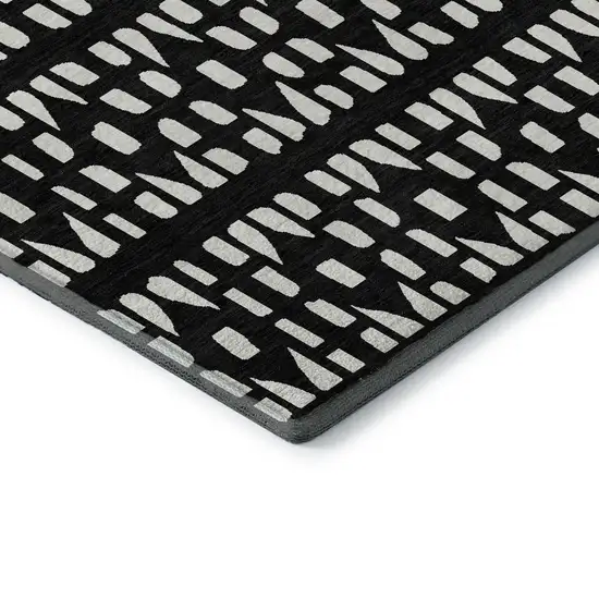 Black And Ivory Geometric Washable Area Rug With UV Protection Photo 7