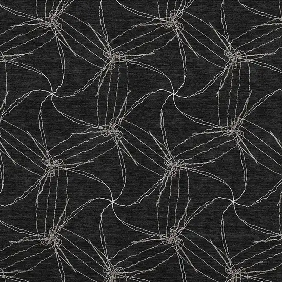 Black And Ivory Geometric Washable Area Rug With UV Protection Photo 2