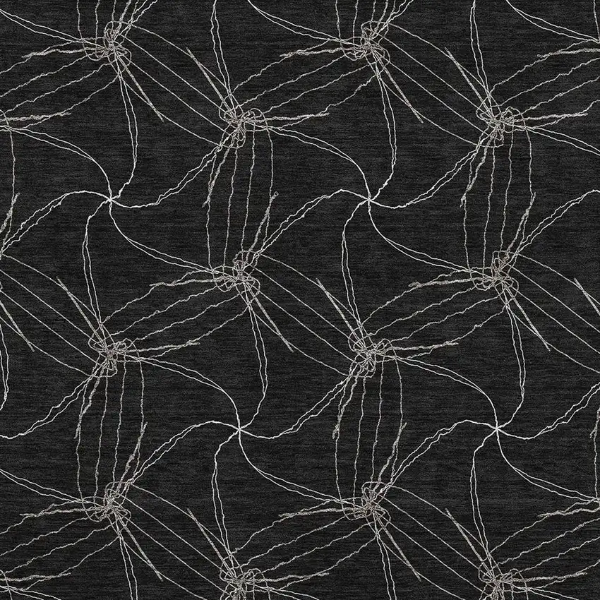 Black And Ivory Geometric Washable Area Rug With UV Protection Photo 2