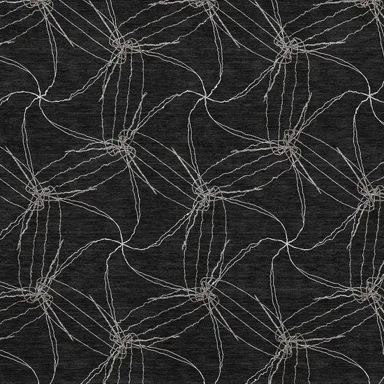 Black And Ivory Geometric Washable Area Rug With UV Protection Photo 2