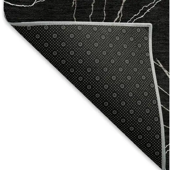 Black And Ivory Geometric Washable Area Rug With UV Protection Photo 7