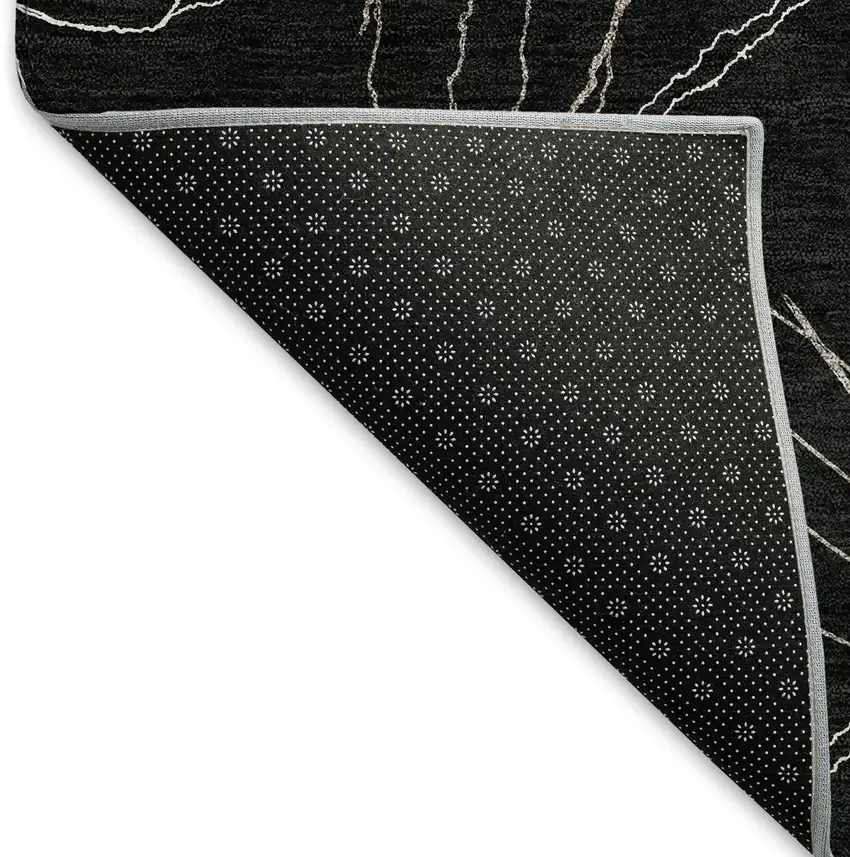 Black And Ivory Geometric Washable Area Rug With UV Protection Photo 7