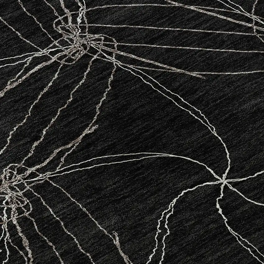 Black And Ivory Geometric Washable Area Rug With UV Protection Photo 9