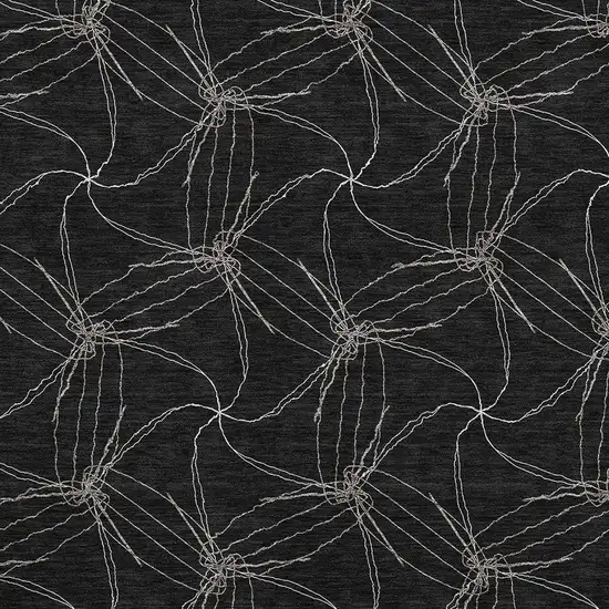 Black And Ivory Geometric Washable Area Rug With UV Protection Photo 2