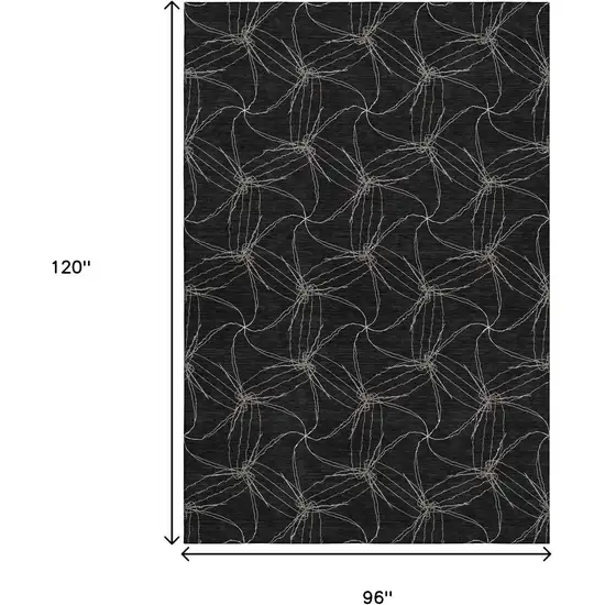 Black And Ivory Geometric Washable Area Rug With UV Protection Photo 8