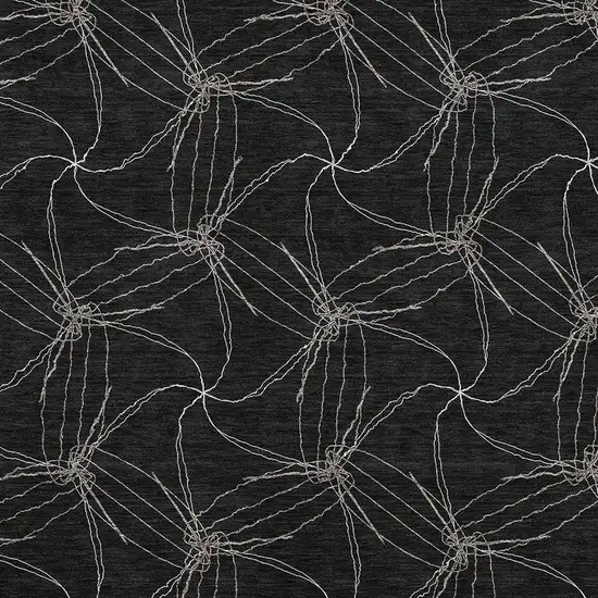 Black And Ivory Geometric Washable Area Rug With UV Protection Photo 2