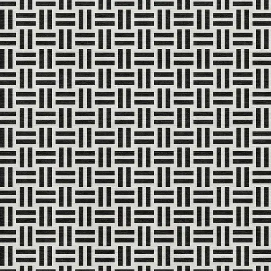Black And Ivory Geometric Washable Area Rug With UV Protection Photo 8