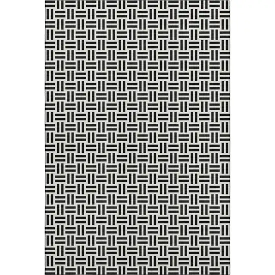 Black And Ivory Geometric Washable Area Rug With UV Protection Photo 6