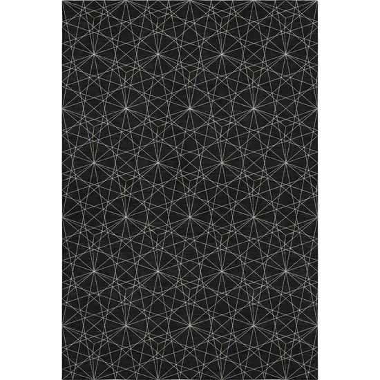Black And Ivory Geometric Washable Area Rug With UV Protection Photo 6