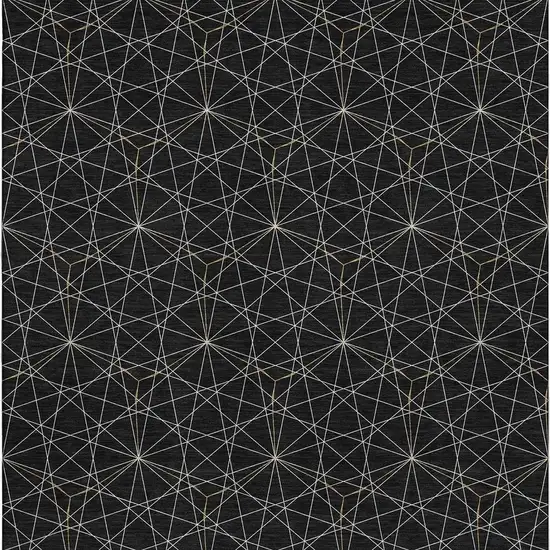 Black And Ivory Geometric Washable Area Rug With UV Protection Photo 4