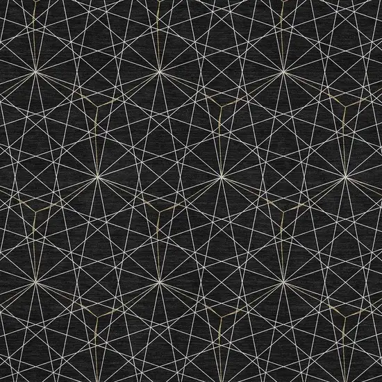 Black And Ivory Geometric Washable Area Rug With UV Protection Photo 3