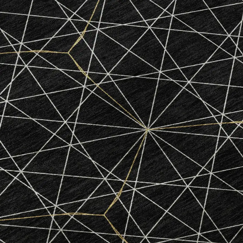 Black And Ivory Geometric Washable Area Rug With UV Protection Photo 9