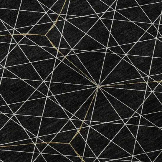 Black And Ivory Geometric Washable Area Rug With UV Protection Photo 9